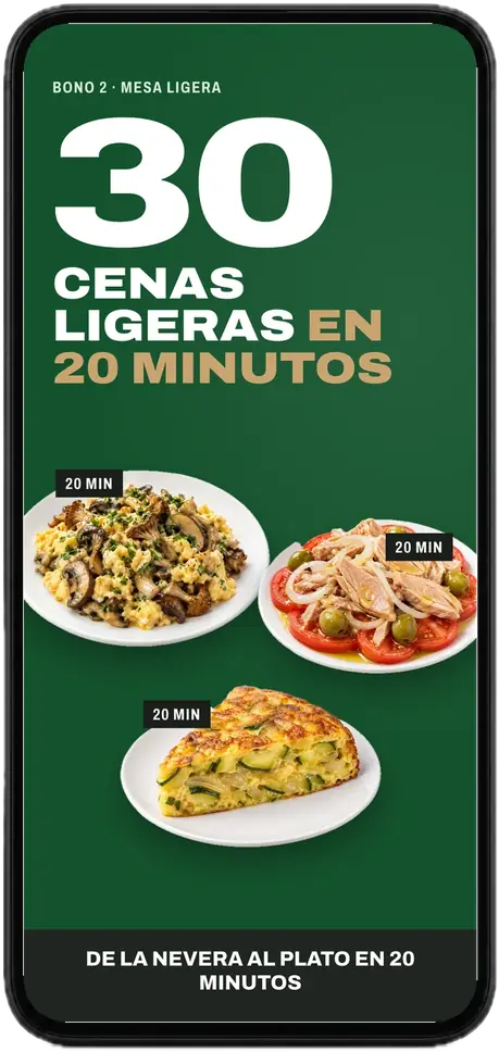 Portada de las 30 cenas ligeras en 20 minutos, en un móvil